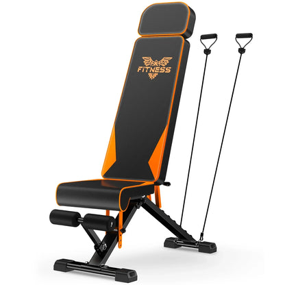 Bigzzia Adjustable Weight Bench with Resistance Bands