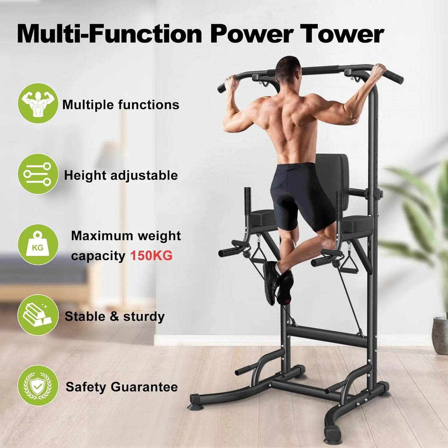 Power Tower Dip Station &amp; Pull-Up Bar