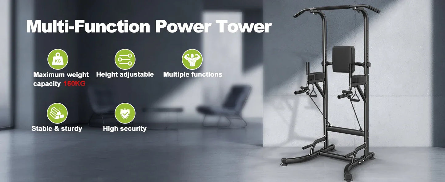 Power Tower Dip Station &amp; Pull-Up Bar
