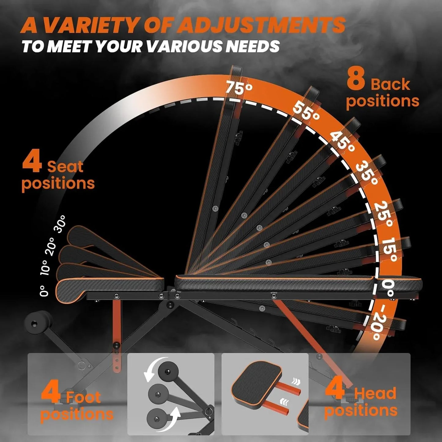 Bigzzia Adjustable Weight Bench with Resistance Bands