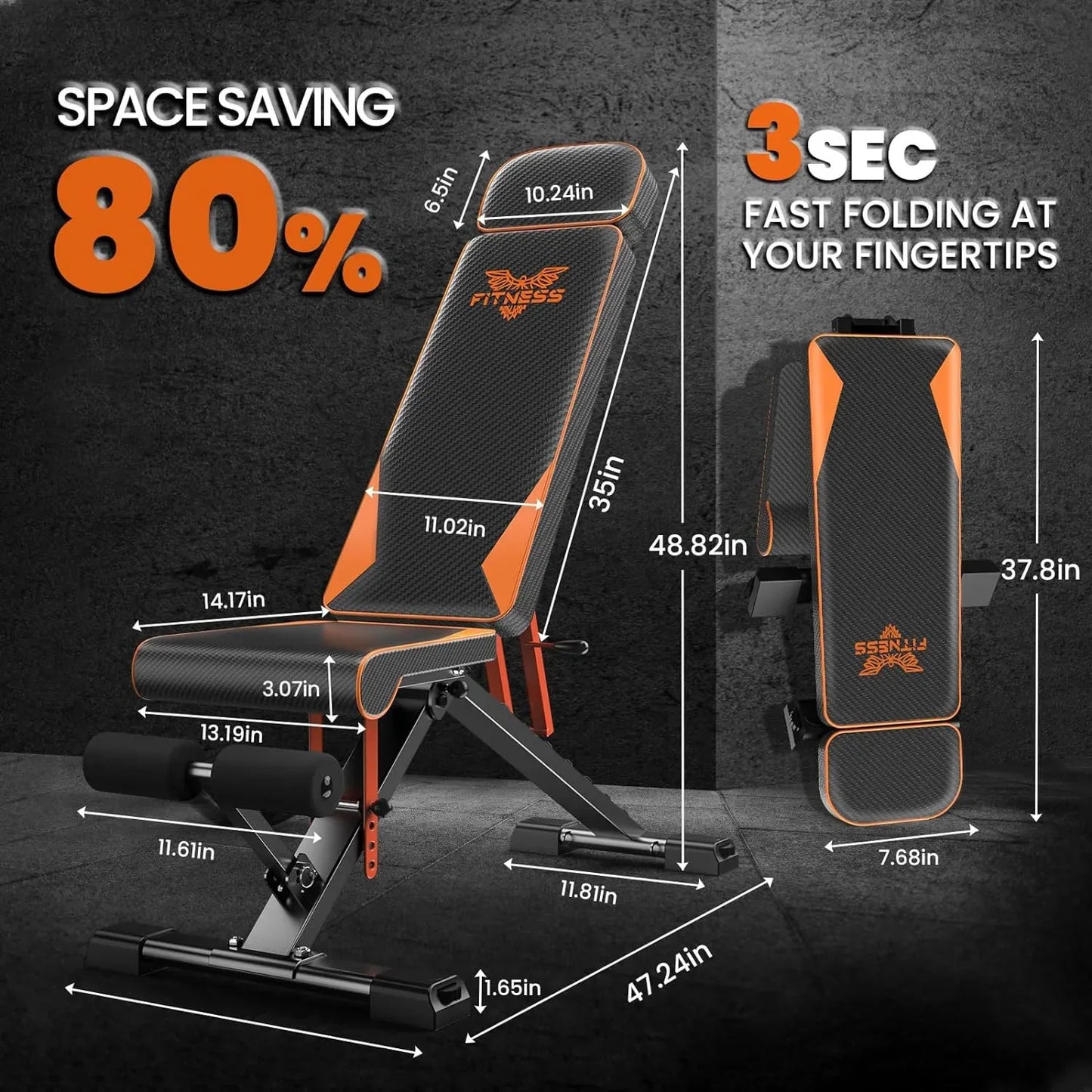 Bigzzia Adjustable Weight Bench with Resistance Bands