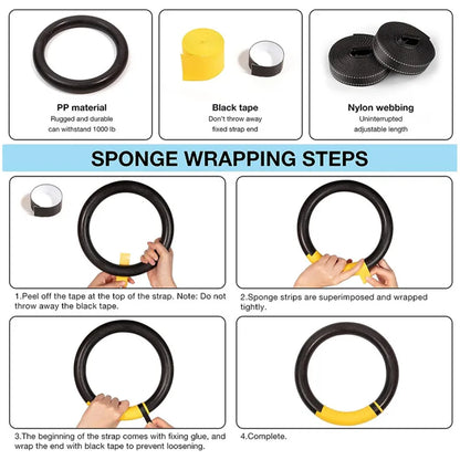 Gymnastic Rings with 1.2 m Adjustable Straps