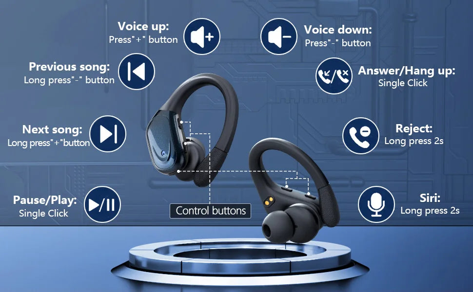 Bluetooth 5.3 True Wireless Earphones with Earhooks