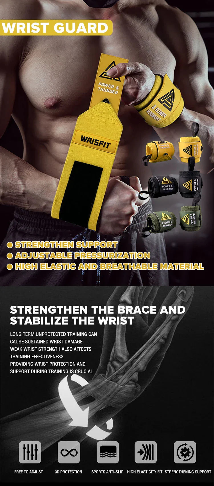 Premium Wrist Support Bands (1 Pair)