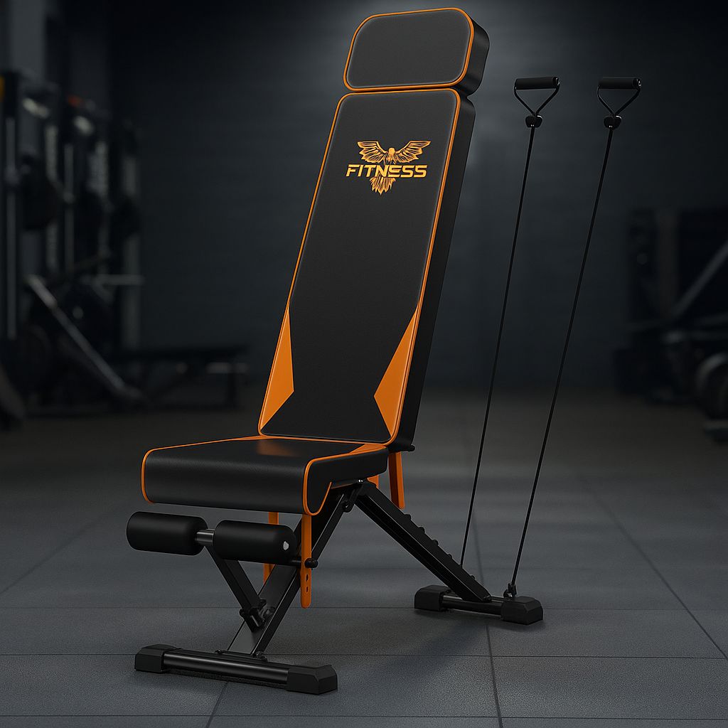 Bigzzia Adjustable Weight Bench with Resistance Bands